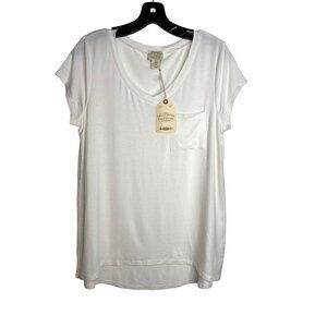 Telluride Clothing Co. Women's White V Neck Tee Shirt Size L NWT